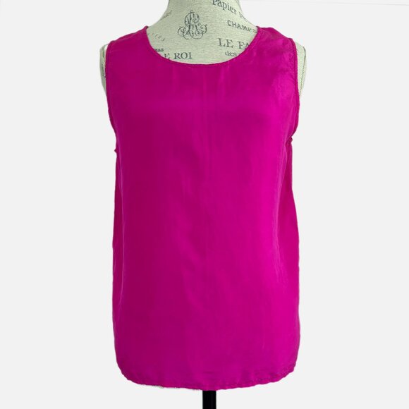 Marguerite Li 100% Silk Fuchsia Tank Top - Size M - Picture 1 of 6